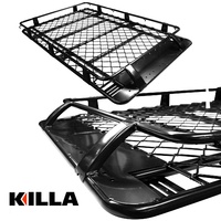 Aluminium Roof Rack Full Basket 2100mm Universal 4WD 4X4 Mesh Floor  Black