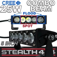 STEALTH  5 Inch 25W Slim Line Light Bar 5 x 5W CREE Combo LED 4x4 4WD Work SUV 