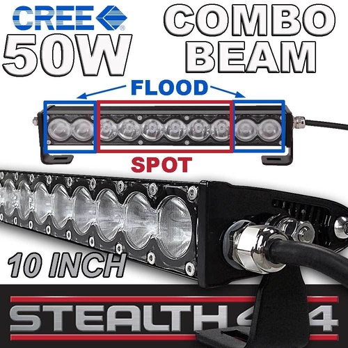 STEALTH  10 Inch 50W Slim Line Light Bar 10 x 5W CREE Combo LED 4x4 4WD Work 